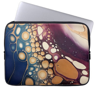 Funda Para Portátil Mármol de Fluido Celeste en Oro de Medianoche