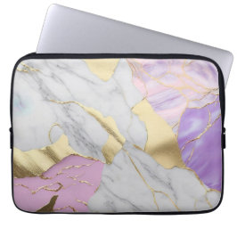 Funda Para Portátil Mármol de Lujo Lavanda y Oro