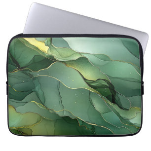 Funda Para Portátil Mármol dorado verde