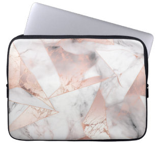 Funda Para Portátil Mármol Geométrico Rosa Dorado de Moda