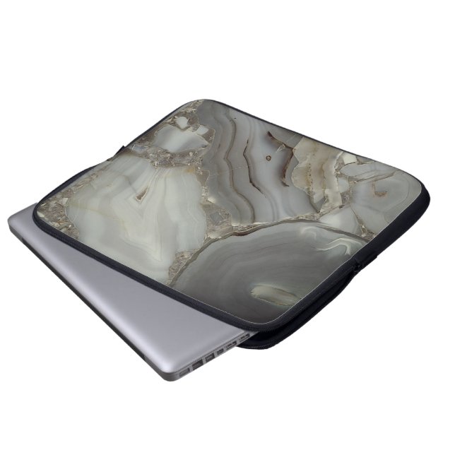 Funda Para Portátil Mármol gris con vena de oro (Inferior anverso)