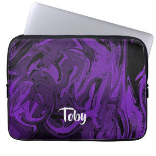 Funda Para Portátil Mármol morado y negro pulido