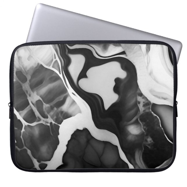 Funda Para Portátil Mármol negro y blanco a la moda (Frente)