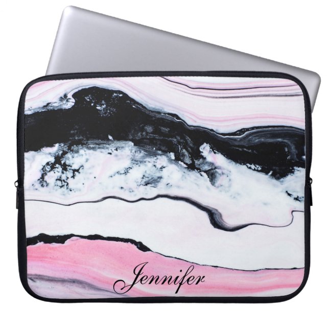FUNDA PARA PORTÁTIL MÁRMOL ROJO DE TRENDY NEGRO DE TRENDY AGREGAR TU N (Frente)
