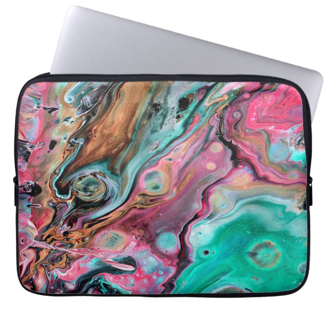 Funda Para Portátil Mármol rosa y verde (Frente)