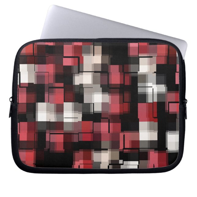 Funda Para Portátil Maroon Black White Resumen plasmado (Frente)