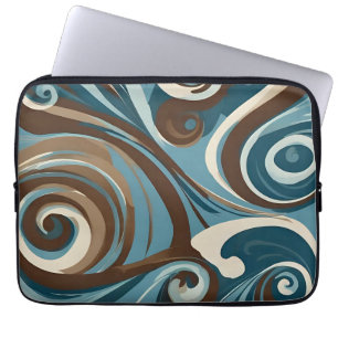 Funda Para Portátil Marrón, Azul y Crema Abstracto