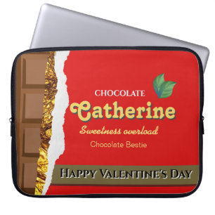 Funda Para Portátil Marrón realista y rojo San Valentín chocolate Funn