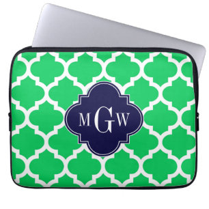 Funda Para Portátil Marroquí blanco esmeralda #5 Marina 3 Monograma in