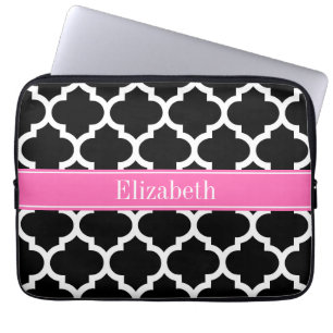 Funda Para Portátil Marroquí blanco negro #5 Rosa caliente #2 Nombre M