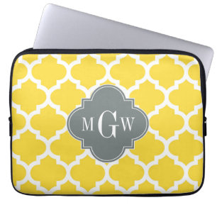 Funda Para Portátil Marroquí de piña #5 Carbón 3 Monograma inicial