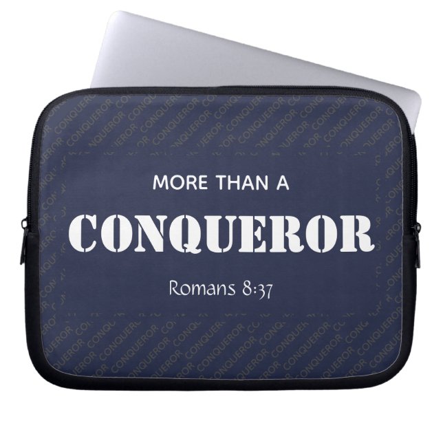 Funda Para Portátil MÁS QUE UN CONQUERIDOR Cristiano Motivacional (Frente)