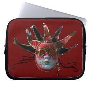 Funda Para Portátil MÁSCARA DE JESTER ROJO NEGRO, Fiesta de Mascaradas