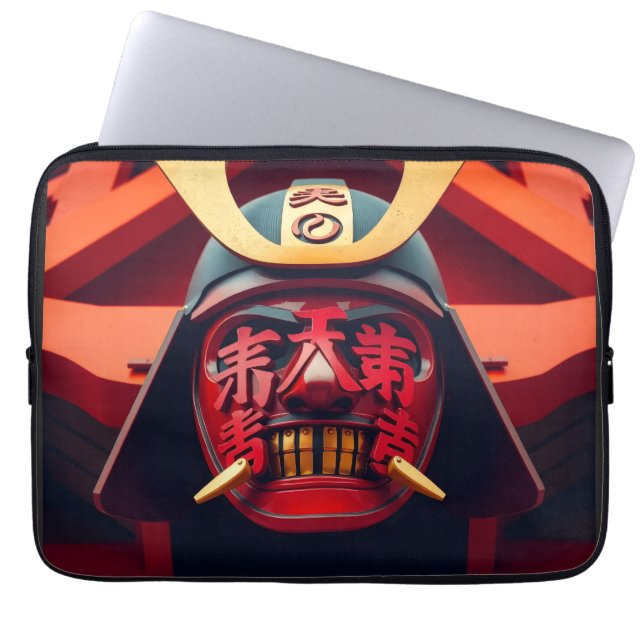 Funda Para Portátil Máscara de samurái de anime roja (Frente)