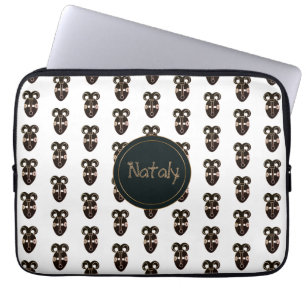 Funda Para Portátil máscara tribal africana étnica. monograma. nombr