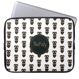 Funda Para Portátil máscara tribal africana étnica. monograma. nombre