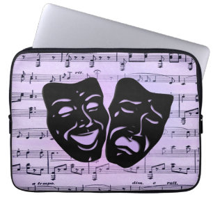 Funda Para Portátil Máscaras de Música y Teatro Moradas