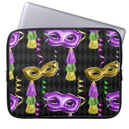FUNDA PARA PORTÁTIL MÁSCARAS Y TAREAS DE PURPLE & GOLD MARDI GRAS