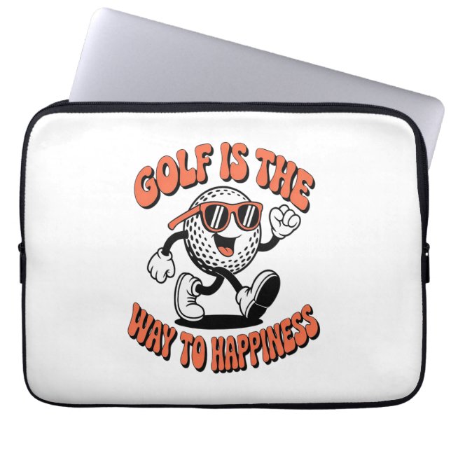 Funda Para Portátil Mascota de bolas de golf alegre (Frente)