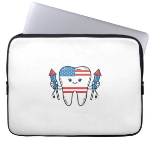 Funda Para Portátil Mascota de diente patriótico Diseño de vector de f