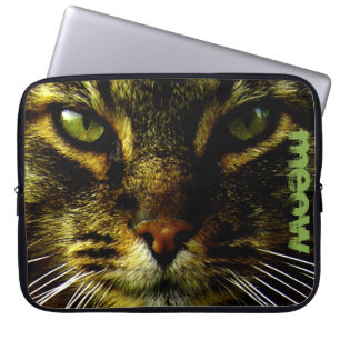 Funda Para Portátil Mascota de gato Hipnotizando texto de foto de ojos