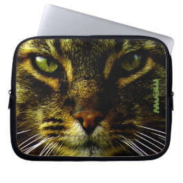 Funda Para Portátil Mascota de gato Hipnotizando texto de foto de ojos