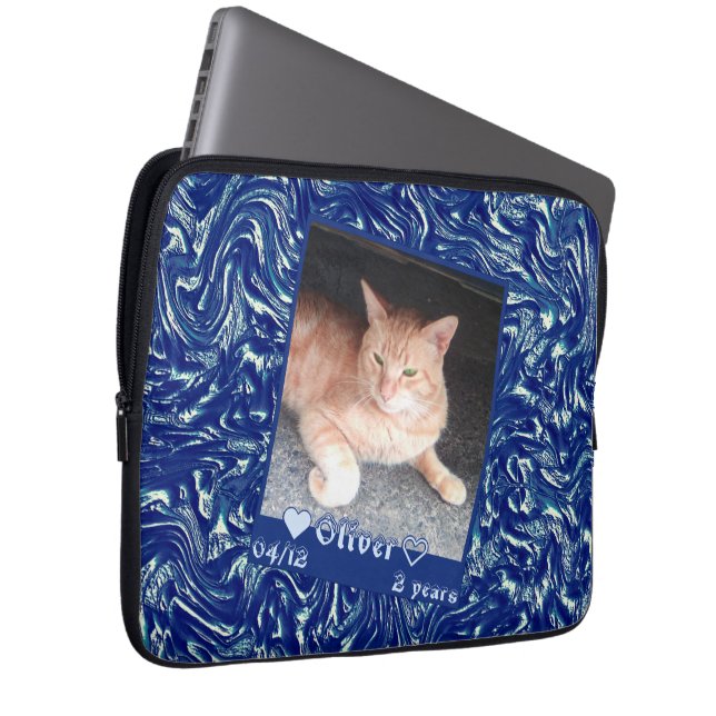 Funda Para Portátil mascota del gato fotográfico del marco del persona (Anverso derecho)