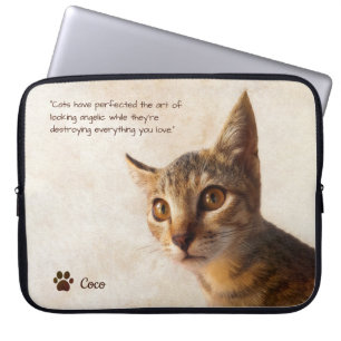Funda Para Portátil Mascota personalizado Foto Perro de gato con plant