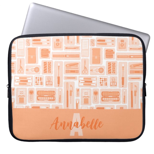 Funda Para Portátil Material de arte personalizado Monograma de patrón (Frente)
