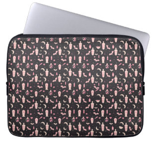Funda Para Portátil Matrícula de brujería negra y vampiro rosa