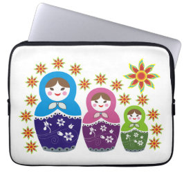 Funda Para Portátil Matryoshka personalizado de muñecas y girasoles ru