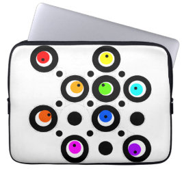 Funda Para Portátil Mazipoodles Círculos Y Puntos Patrón Arcoiris Negr