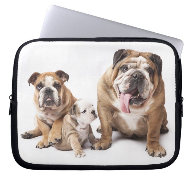 Funda Para Portátil Me encanta el Bulldog inglés cachorro Perro Portát (Frente)