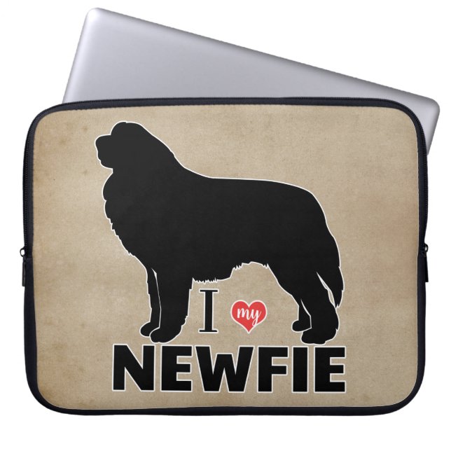 Funda Para Portátil Me encanta mi raza de perros de Newfie Newfoundlan (Frente)