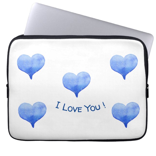 Funda Para Portátil Me Encanta Tu Corazón Azul Cute Valentine (Frente)