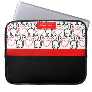 Funda Para Portátil ¡Me Encantan Los Gatos! (Red+Black Outlines) Perso