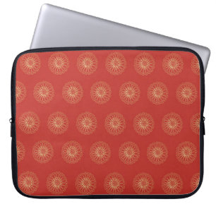 Funda Para Portátil Medallones de flores de zinnia doradas rojas
