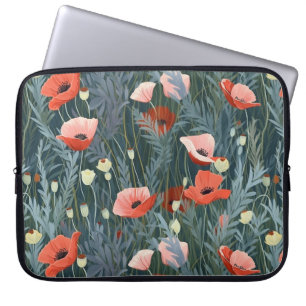 Funda Para Portátil Mediana de amapola roja de verano