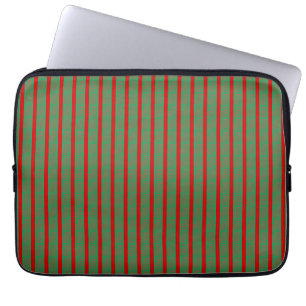 Funda Para Portátil Medias de Navidad Rojas Verdes sobre Rojo Verde