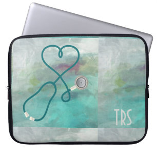 Funda Para Portátil Médico o enfermera de la acuarela elegante