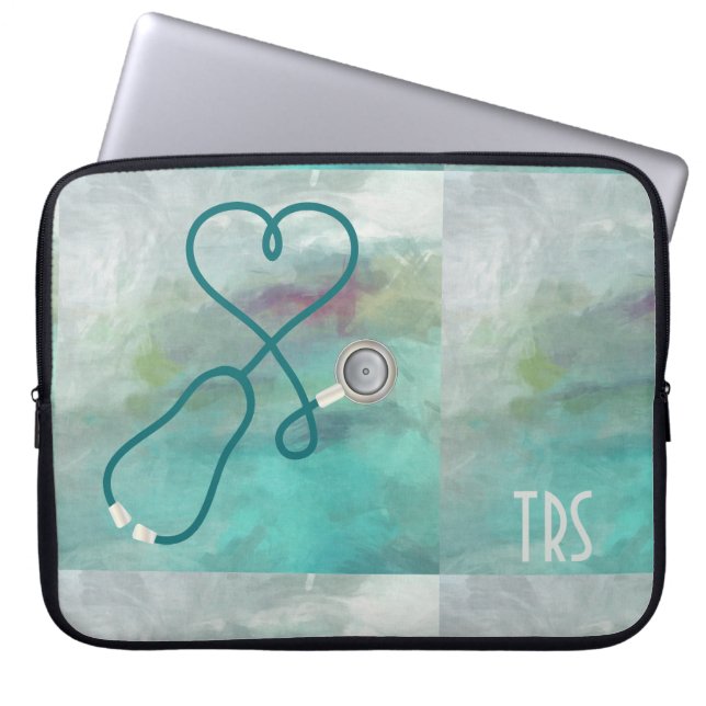 Funda Para Portátil Médico o enfermera de la acuarela elegante (Frente)