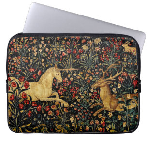 Funda Para Portátil Medieval Unicorn Midnight Floral Garden
