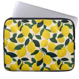 Funda Para Portátil Mediterranean Citrus Fruit Pattern Yellow Lemons