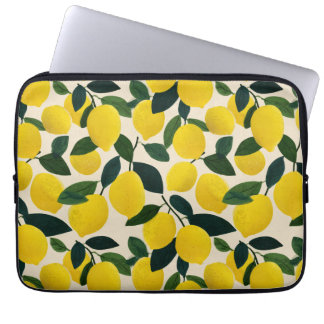 Funda Para Portátil Mediterranean Citrus Fruit Pattern Yellow Lemons
