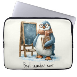 Funda Para Portátil Mejor maestro jamás Diseño de pingüino de invierno