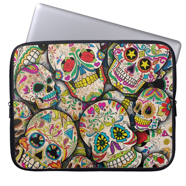 Funda Para Portátil Mejor patrón de cráneo de azúcar en venta (Frente)