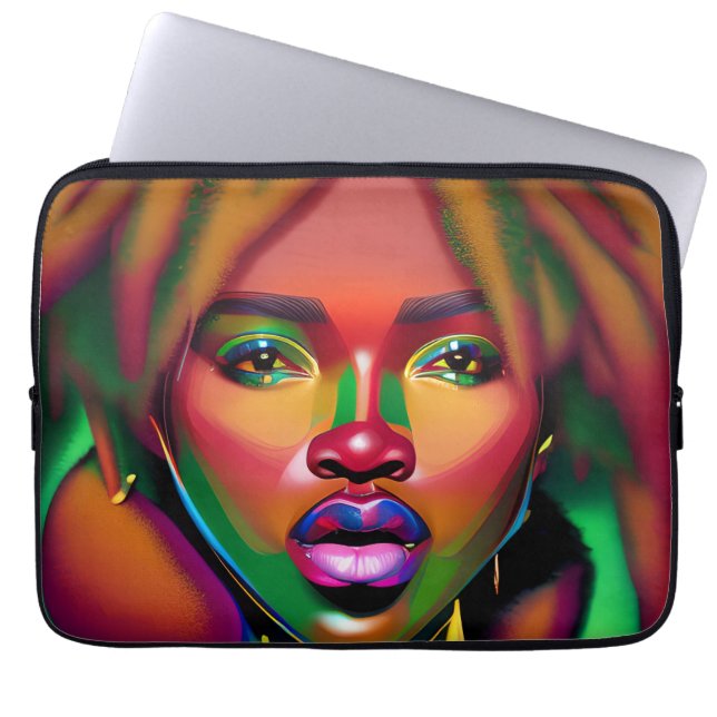 Funda Para Portátil Melanin Melanin Chica Negro Poppin Junetdecimo Rei (Frente)