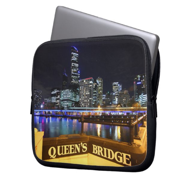 Funda Para Portátil Melbourne CBD Queens Bridge City Lights (Anverso izquierdo)