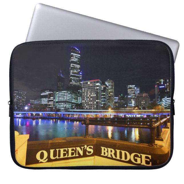 Funda Para Portátil Melbourne CBD Queens Bridge City Lights (Frente)
