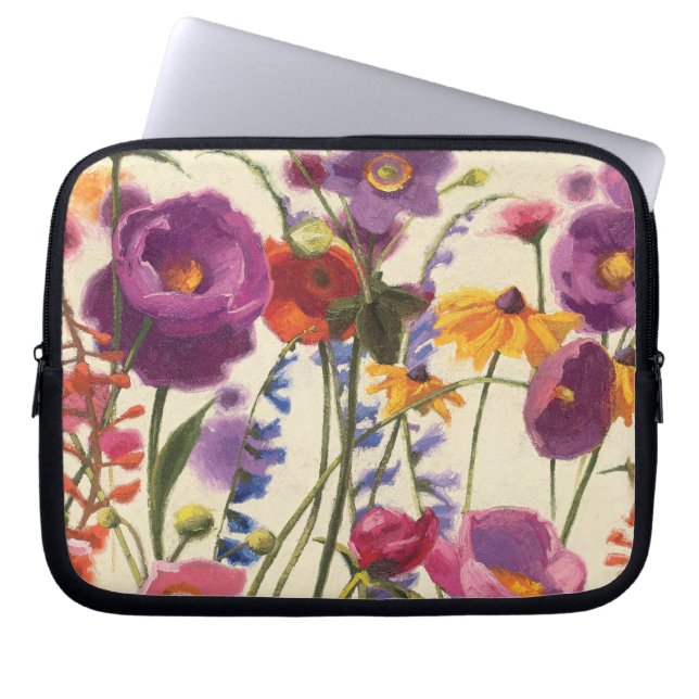Funda Para Portátil Melodía púrpura y anaranjada de la amapola (Frente)